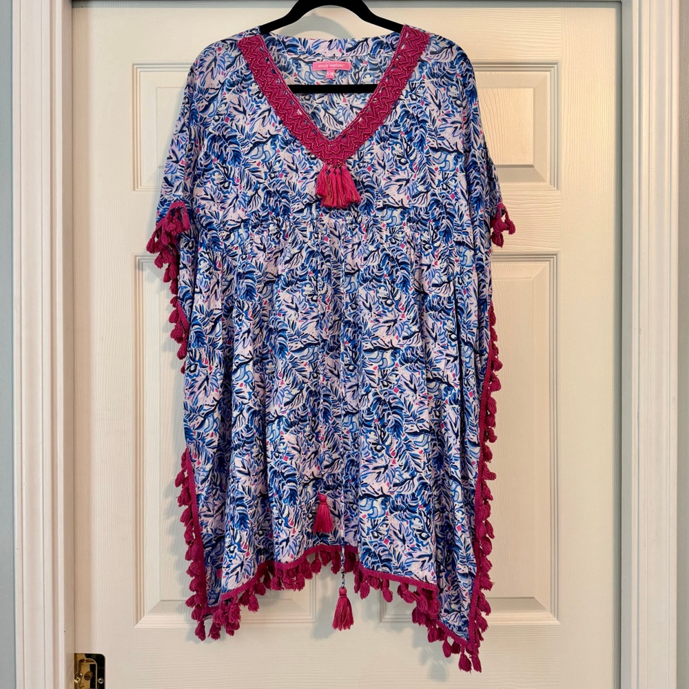 Simply Southern Swim Beach Cover-Up Size S-M Blue & Pink